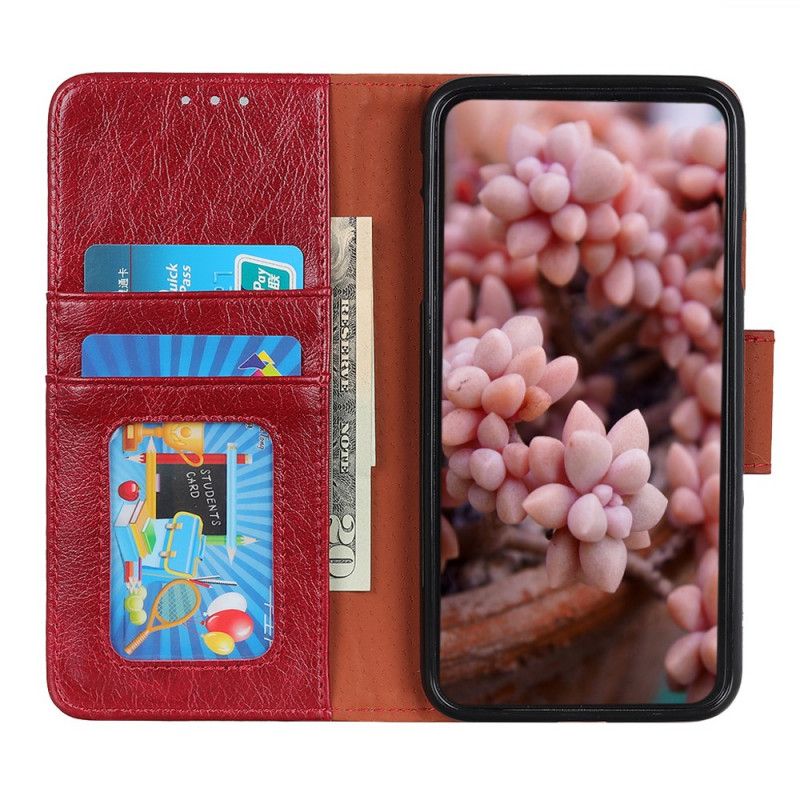 Leren Hoesje voor ThinQ LG G8 ThinQ Rood Zwart Split Nappaleer