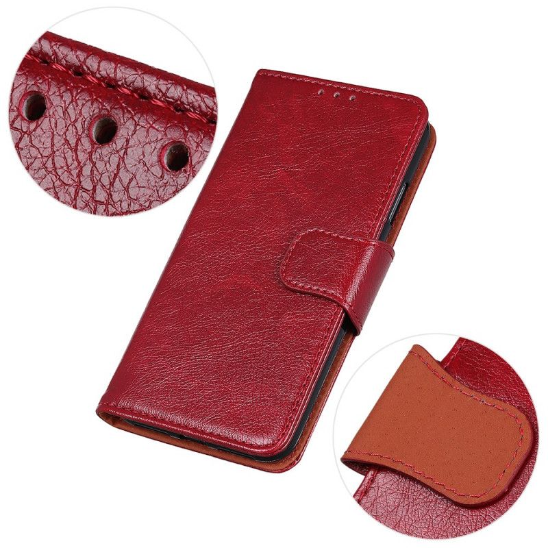 Leren Hoesje voor ThinQ LG G8 ThinQ Rood Zwart Split Nappaleer