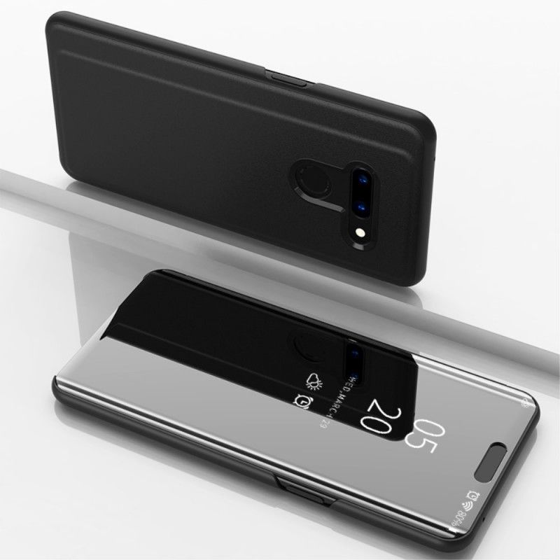 Zichtafdekking ThinQ LG G8 ThinQ Wit Zwart Spiegel En Kunstleer