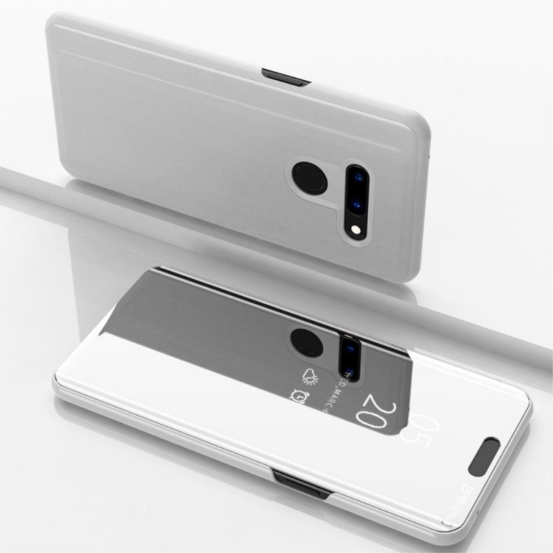 Zichtafdekking ThinQ LG G8 ThinQ Wit Zwart Spiegel En Kunstleer