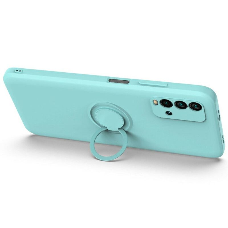 Case Hoesje Xiaomi Redmi 9t Telefoonhoesje Vloeibare Siliconen Ring En Lanyard