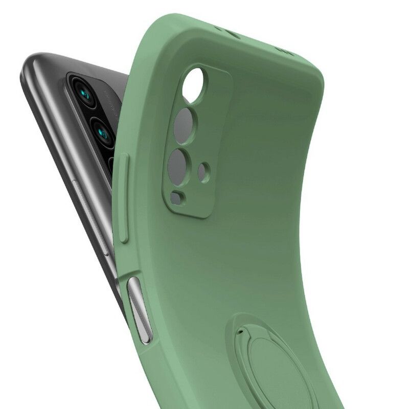 Case Hoesje Xiaomi Redmi 9t Telefoonhoesje Vloeibare Siliconen Ring En Lanyard