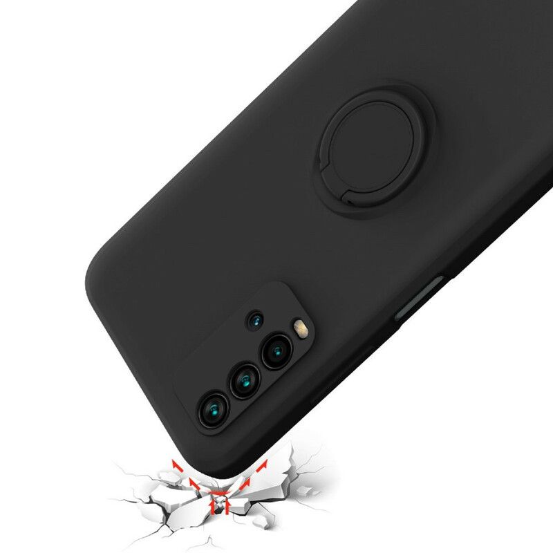 Case Hoesje Xiaomi Redmi 9t Telefoonhoesje Vloeibare Siliconen Ring En Lanyard