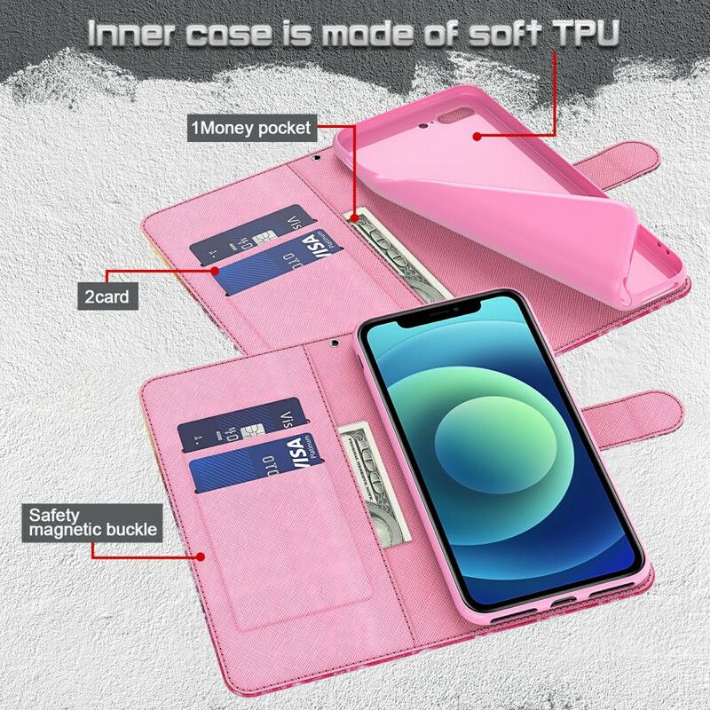 Flip Case Leren Xiaomi Redmi 9t Bloemenpatronen