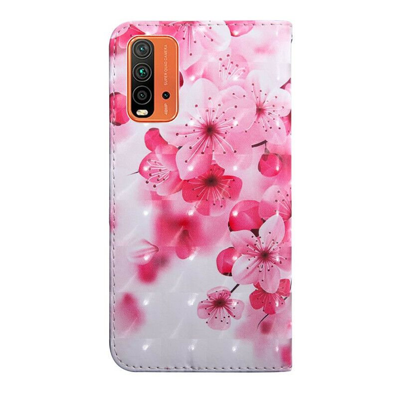 Flip Case Leren Xiaomi Redmi 9t Roze Bloemen