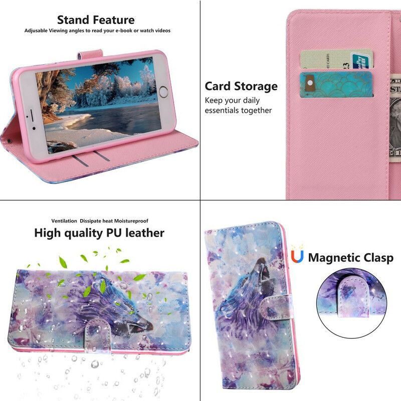 Folio-hoesje Xiaomi Redmi 9t Telefoonhoesje Wolf Aquarel