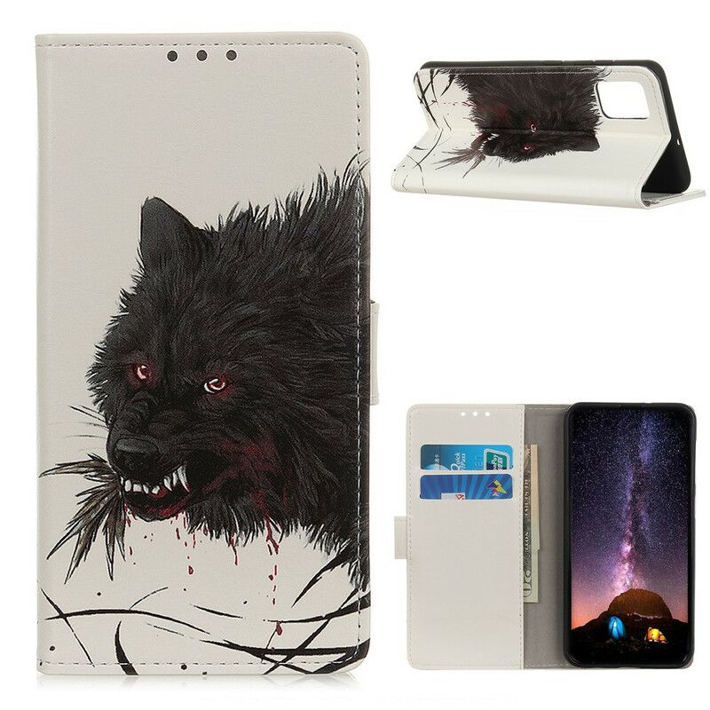 Leren Hoesje Voor Xiaomi Redmi 9t Hongerige Wolf