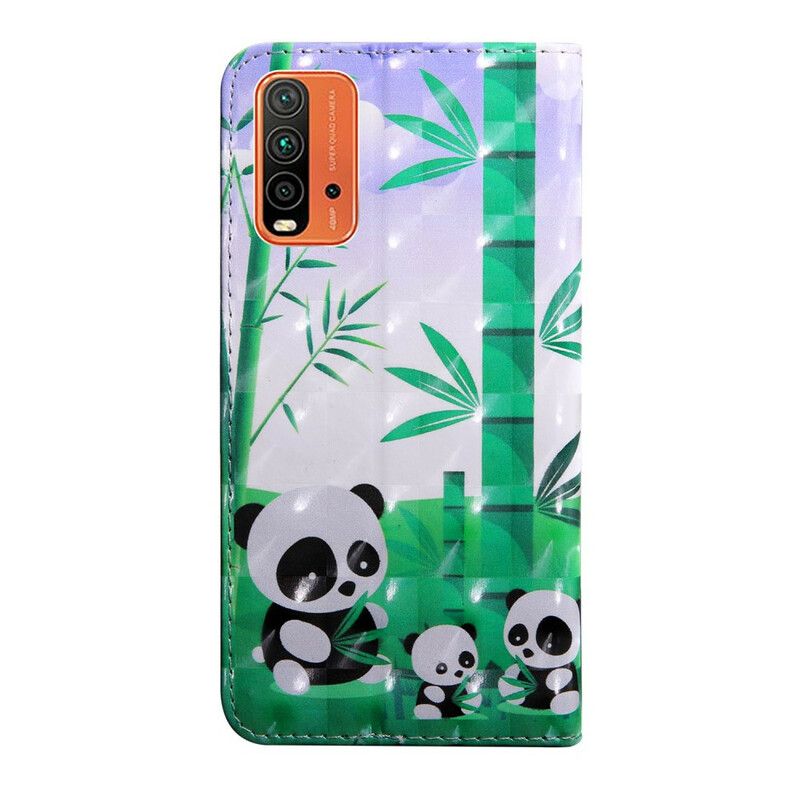 Leren Hoesje Voor Xiaomi Redmi 9t Lichtvlek Panda's