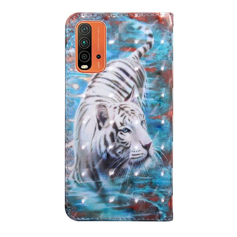 Leren Hoesje Voor Xiaomi Redmi 9t Tijger In Water