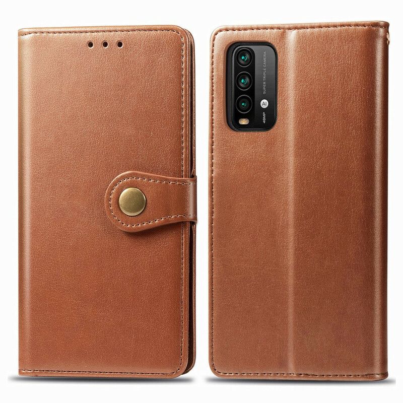 Leren Hoesje Xiaomi Redmi 9t Kunstleer En Vintage Sluiting Bescherming Hoesje