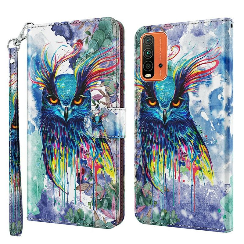 Leren Hoesje Xiaomi Redmi 9t Vogel Aquarel