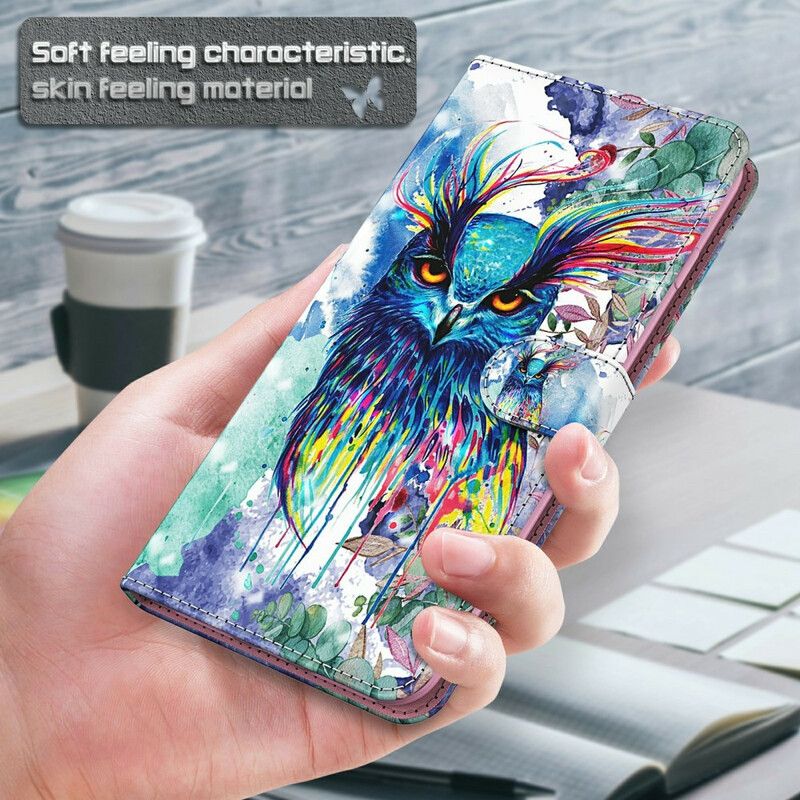 Leren Hoesje Xiaomi Redmi 9t Vogel Aquarel