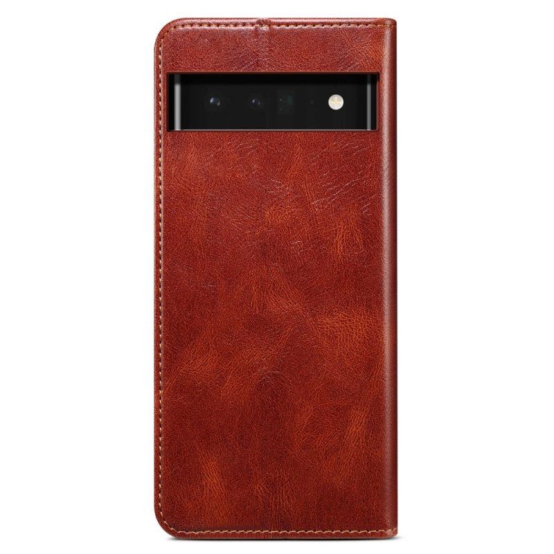 Bescherming Hoesje voor Google Pixel 6A Folio-hoesje Gewaxt Leereffect