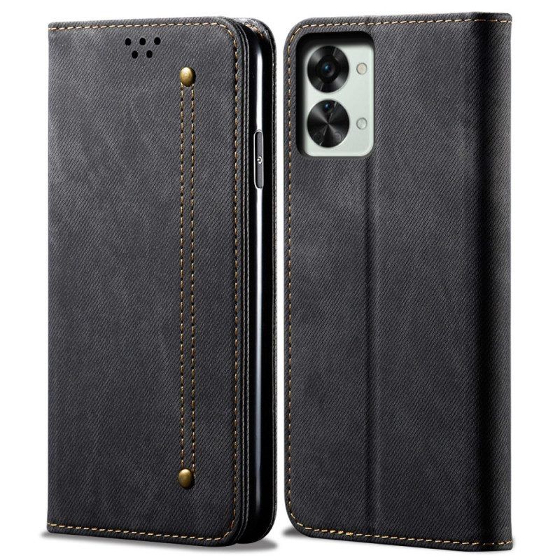 Bescherming Hoesje voor OnePlus Nord 2T 5G Folio-hoesje Spijkerstof