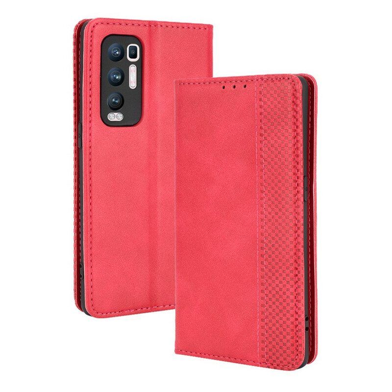 Bescherming Hoesje voor Oppo Find X3 Neo Folio-hoesje Gestileerd Vintage Leereffect