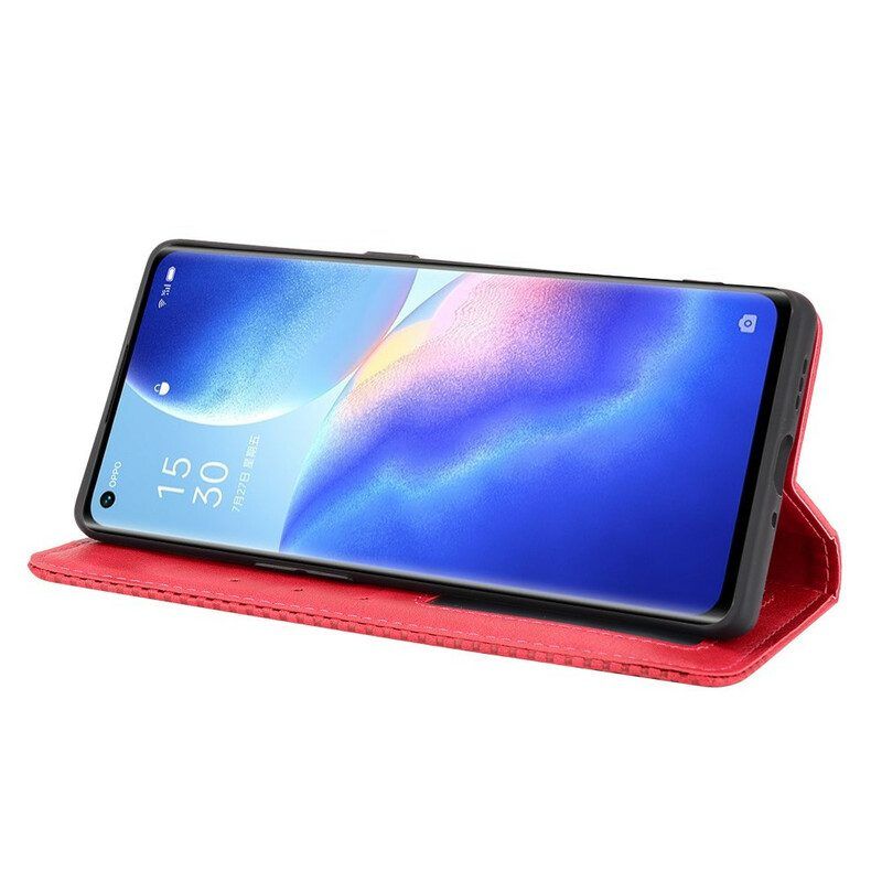 Bescherming Hoesje voor Oppo Find X3 Neo Folio-hoesje Gestileerd Vintage Leereffect