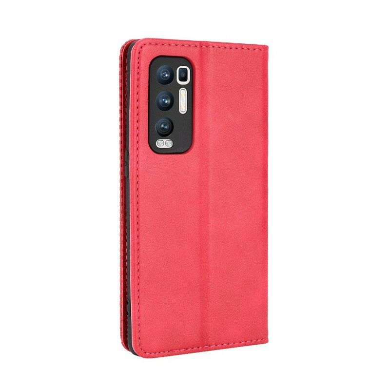 Bescherming Hoesje voor Oppo Find X3 Neo Folio-hoesje Gestileerd Vintage Leereffect