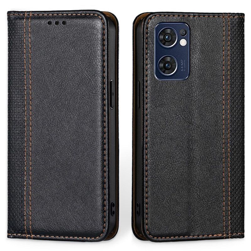 Bescherming Hoesje voor Oppo Find X5 Lite Folio-hoesje Litchi Split Lederen Stiksels