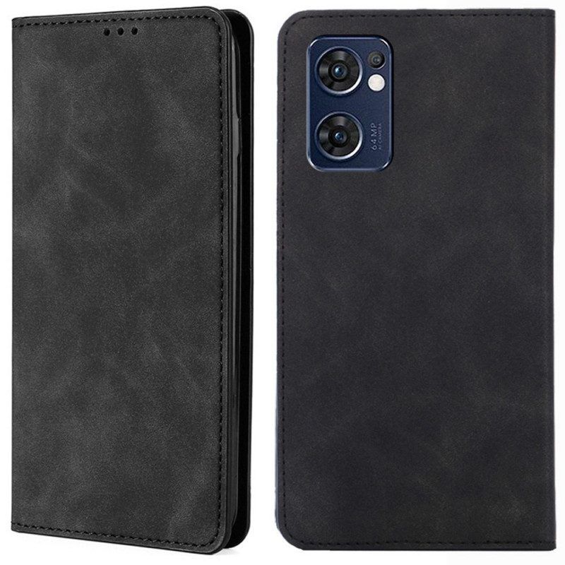 Bescherming Hoesje voor Oppo Find X5 Lite Folio-hoesje Skin-touch Leereffect