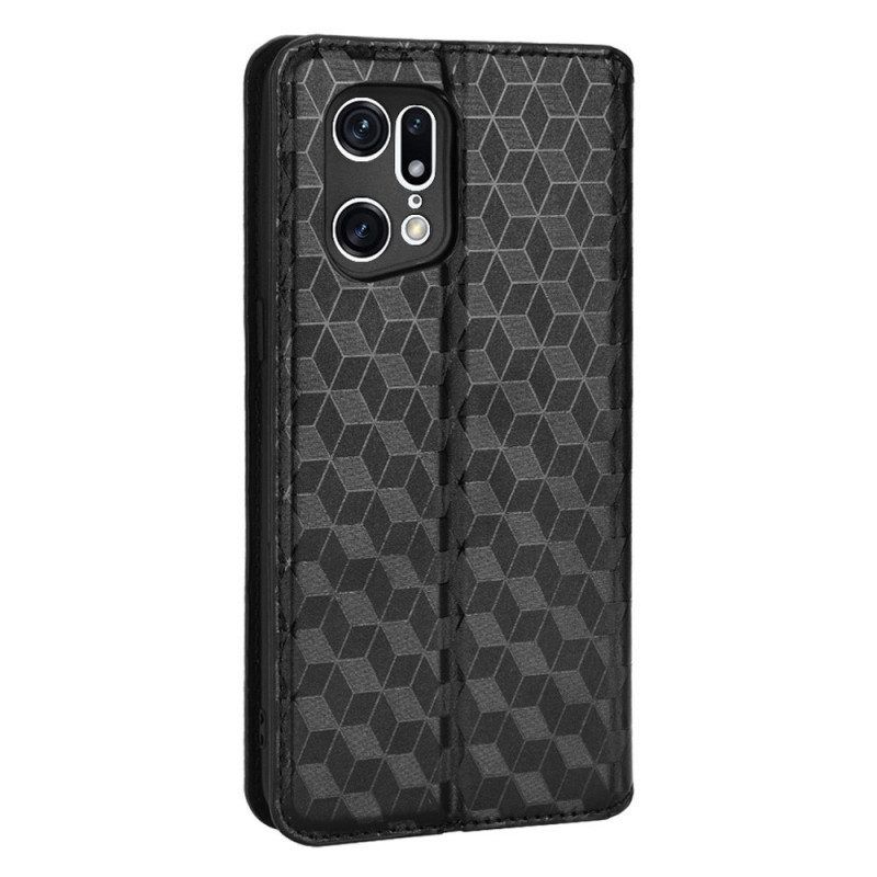 Bescherming Hoesje voor Oppo Find X5 Pro Folio-hoesje 3d Diamant Leereffect