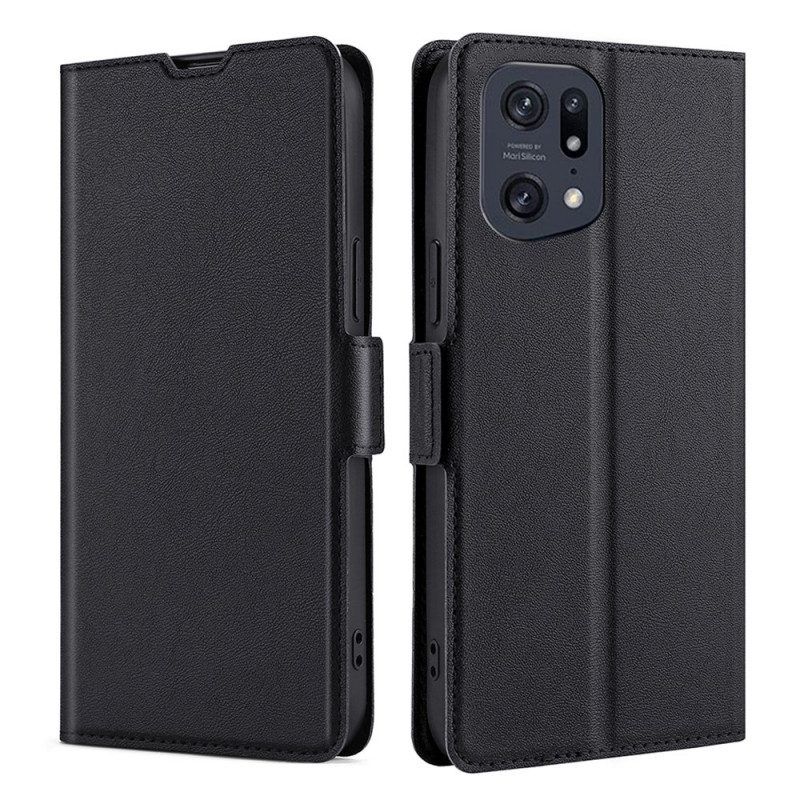 Bescherming Hoesje voor Oppo Find X5 Pro Folio-hoesje Leer-effect