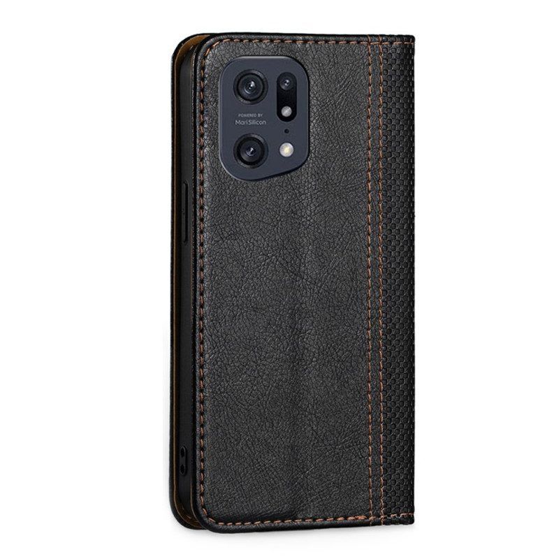 Bescherming Hoesje voor Oppo Find X5 Pro Folio-hoesje Vintage Leereffect