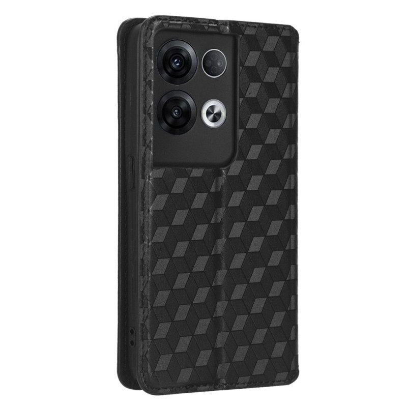 Bescherming Hoesje voor Oppo Reno 8 Folio-hoesje 3d Kubus Leereffect