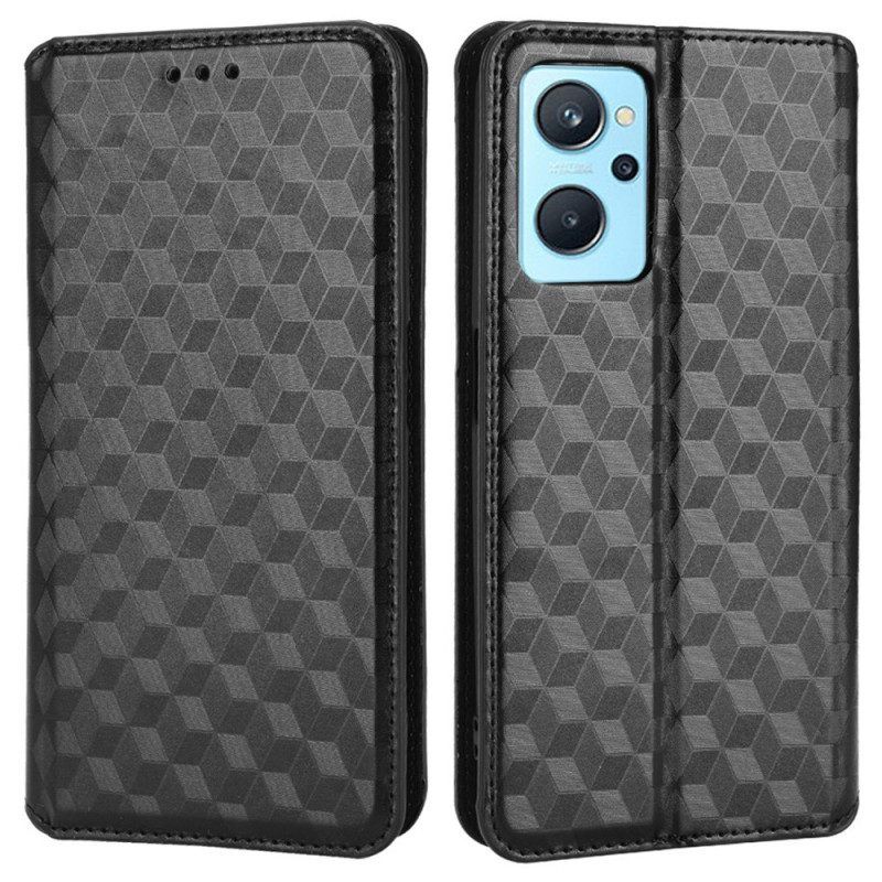 Bescherming Hoesje voor Realme 9i Folio-hoesje 3d Kubus Afdrukken