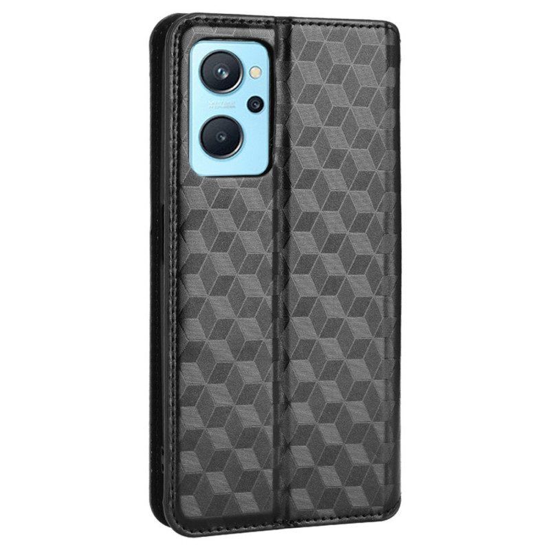 Bescherming Hoesje voor Realme 9i Folio-hoesje 3d Kubus Afdrukken