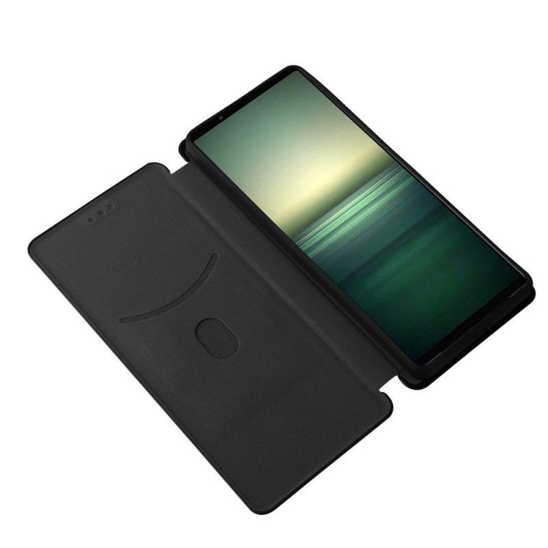 Bescherming Hoesje voor Sony Xperia 1 IV Folio-hoesje Koolstofvezel Textuur