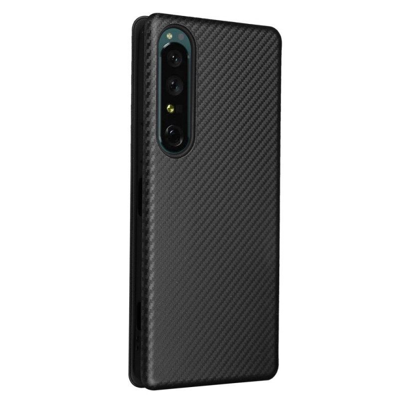 Bescherming Hoesje voor Sony Xperia 1 IV Folio-hoesje Koolstofvezel Textuur