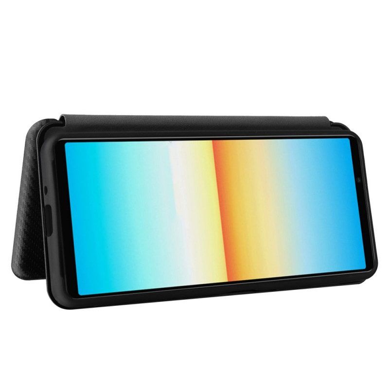 Bescherming Hoesje voor Sony Xperia 10 IV Folio-hoesje Koolstofvezel Textuur