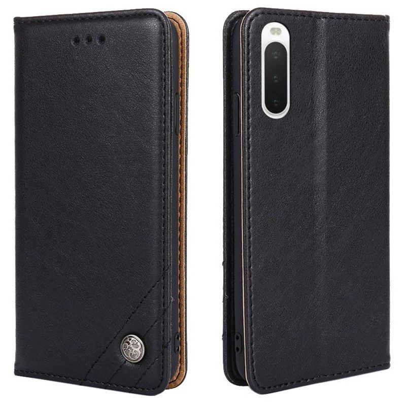 Bescherming Hoesje voor Sony Xperia 10 IV Folio-hoesje Kunstleer Decoratieve Klinknagel