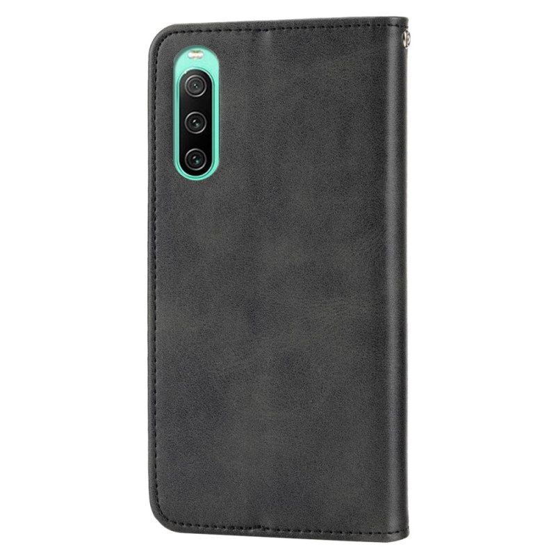 Bescherming Hoesje voor Sony Xperia 10 IV Folio-hoesje Leren Stijl Met 3d-patroon En Riem