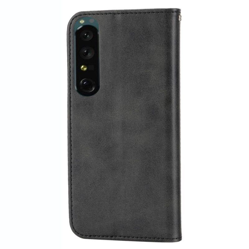 Bescherming Hoesje voor Sony Xperia 5 IV Folio-hoesje Leren Stijl Met 3d-patroon En Riem