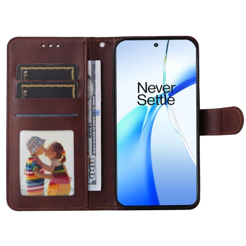 Bescherming Hoesje Oneplus 13r Effen Bandje Met Leerlook