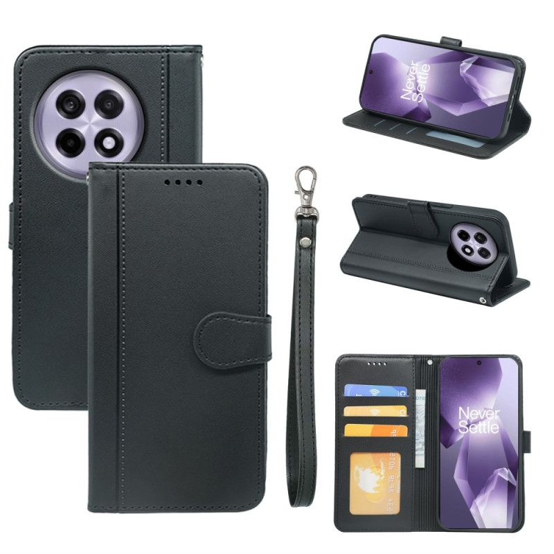 Bescherming Hoesje Oneplus 13r Portemonnee Met Bandje Met Dubbele Kaarthouder