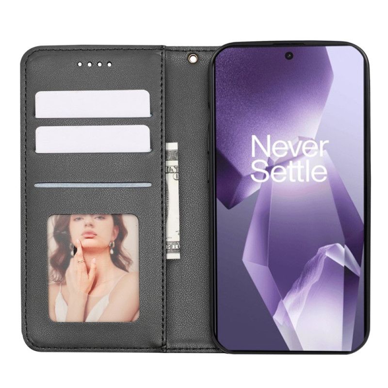 Folio-hoesje Oneplus 13r Portemonnee Met Bandje Met Ruitpatroon Bescherming Hoesje