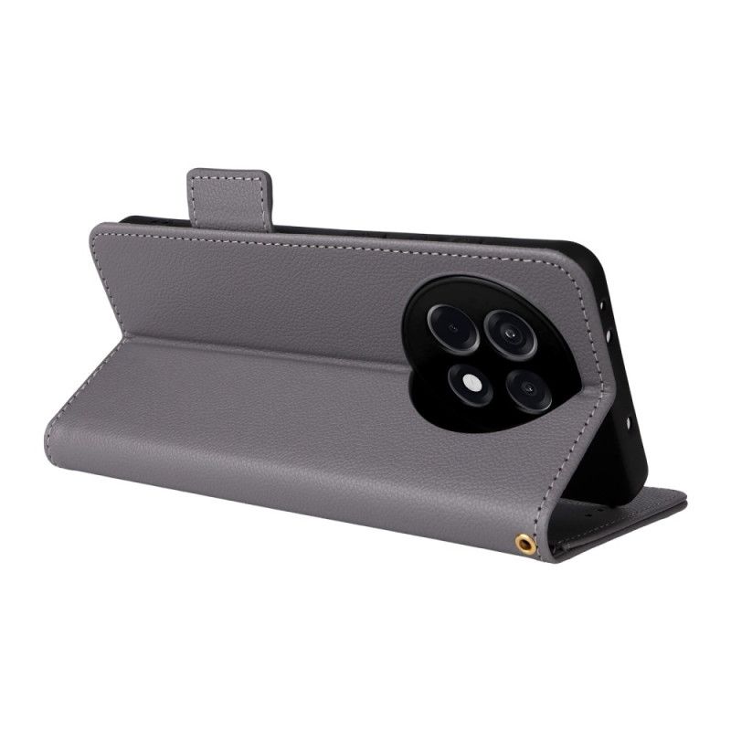 Leren Hoesje Oneplus 13r Lychee-textuur Met Bandje Bescherming Hoesje