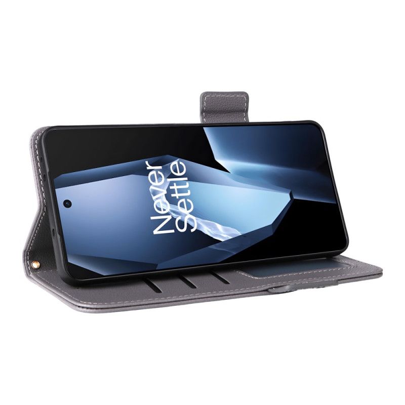 Leren Hoesje Oneplus 13r Lychee-textuur Met Bandje Bescherming Hoesje