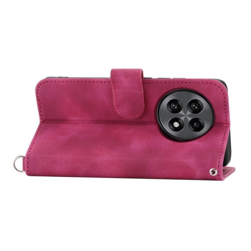 Leren Hoesje Voor Oneplus 13r Suède Kant-effect Met Riem En Schouderband