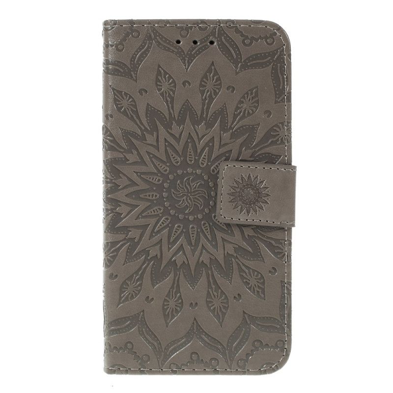 Cover Folio-hoesje Xiaomi Redmi Go Lichtblauw Grijs Telefoonhoesje Zonnebloem Met String