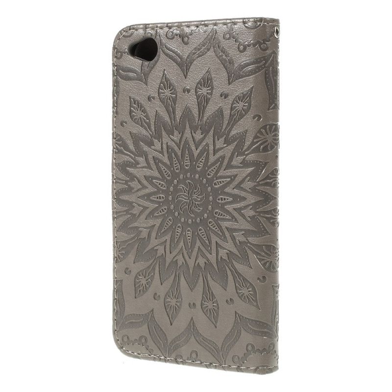 Cover Folio-hoesje Xiaomi Redmi Go Lichtblauw Grijs Telefoonhoesje Zonnebloem Met String