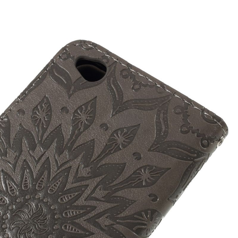Cover Folio-hoesje Xiaomi Redmi Go Lichtblauw Grijs Telefoonhoesje Zonnebloem Met String