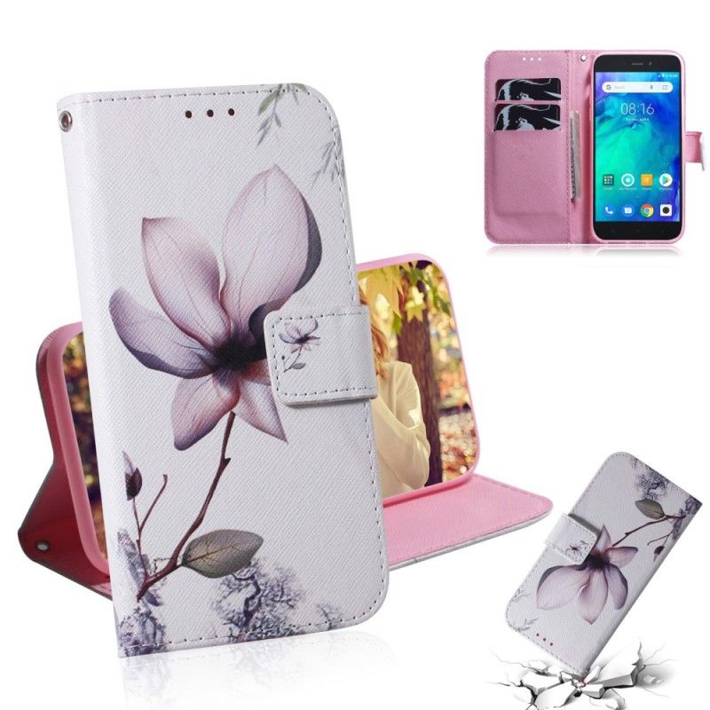 Leren Hoesje voor Xiaomi Redmi Go Oud Roze Bloem