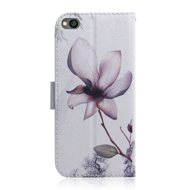 Leren Hoesje voor Xiaomi Redmi Go Oud Roze Bloem