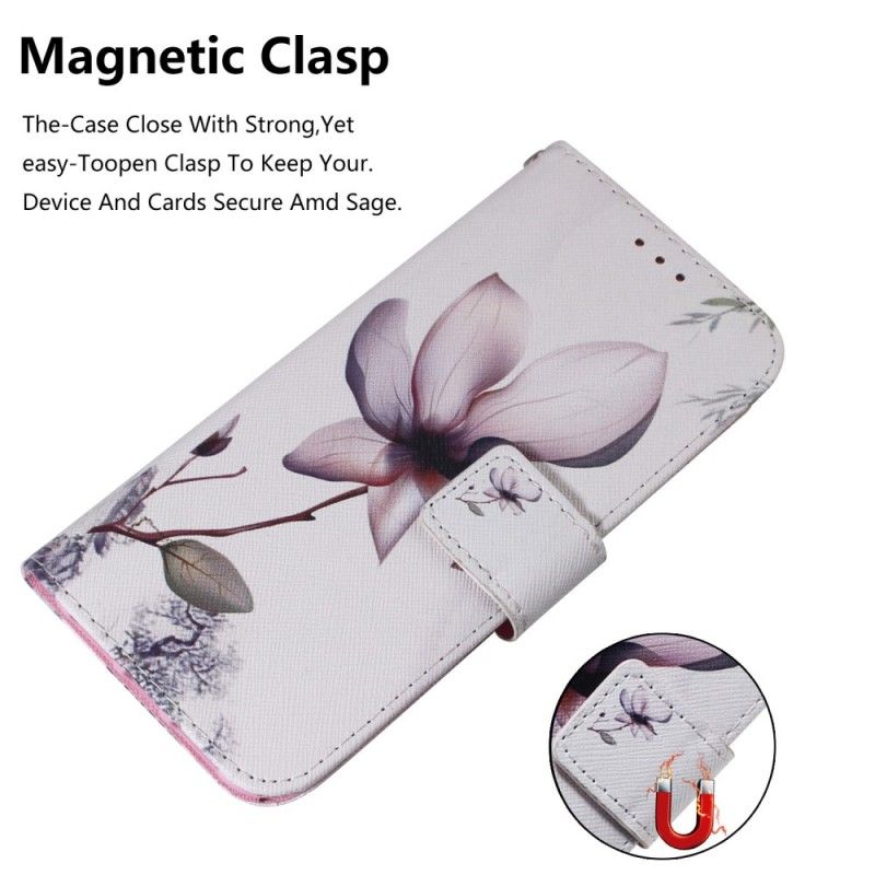 Leren Hoesje voor Xiaomi Redmi Go Oud Roze Bloem