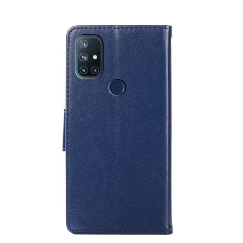Bescherming Hoesje OnePlus Nord N10 Rood Zwart Kleur Leerstijl
