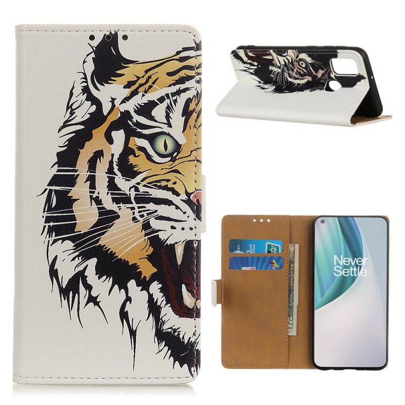 Bescherming Hoesje OnePlus Nord N10 Telefoonhoesje Woeste Tijger