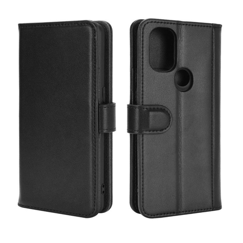 Cover Folio-hoesje OnePlus Nord N10 Bruin Zwart Telefoonhoesje Echt Leer